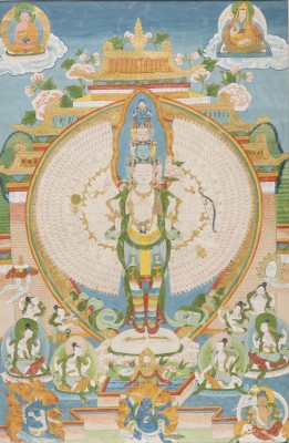 Bild EIN THANGKA MIT DER DARSTELLUNG VON AVALOKITESHVARA SAHASRABHUJA