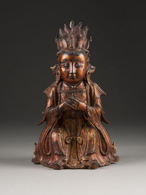Bild EINE VERGOLDETE UND LACKIERTE FIGUR VON BIXIA YUANJUN AUS BRONZE
