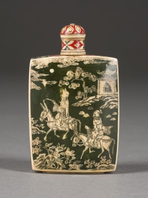 Picture EIN BEMALTES SNUFFBOTTLE MIT FIGURENDARSTELLUNGEN