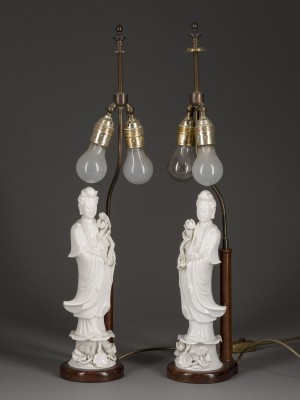 Picture EIN PAAR DEHUA BLANC DE CHINE FIGUREN VON GUANYIN ALS LAMPE