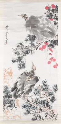 Auction 148<br>PAN TIANSHOU (MIT UNTERSCHRIFT VON), ZWEI ADLER AUF KIEFERNZWEIGEN