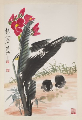 Auction 148<br>TANG YUN (MIT SIGNATUR VON), GEMÄLDE MIT VÖGELN UND BLUMEN