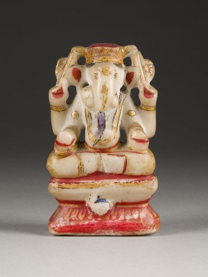 Picture EINE POLYCHROM BEMALTE MARMORSKULPTUR VON GANESHA