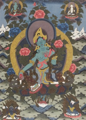 Picture EIN THANGKA MIT DER DARSTELLUNG EINER GRÜNEN TARA