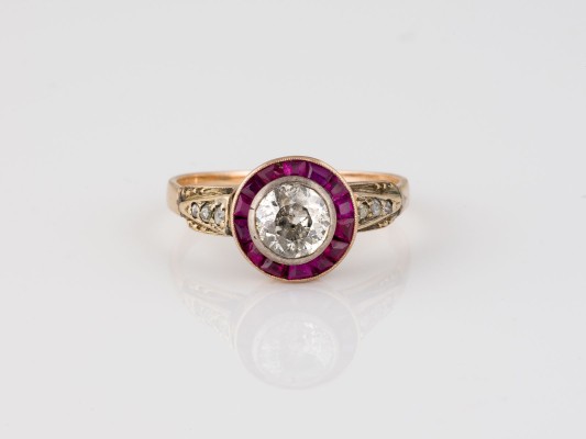Picture ANTIKER DIAMANT RUBIN RING