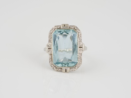 Bild IMPOSANTER ART DÉCO AQUAMARIN RING