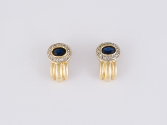 Picture SAPHIR OHRSTECKER MIT ACHTKANT DIAMANTEN