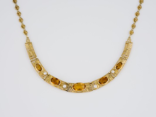 Picture VERSPIELTE CITRIN PERLEN KETTE