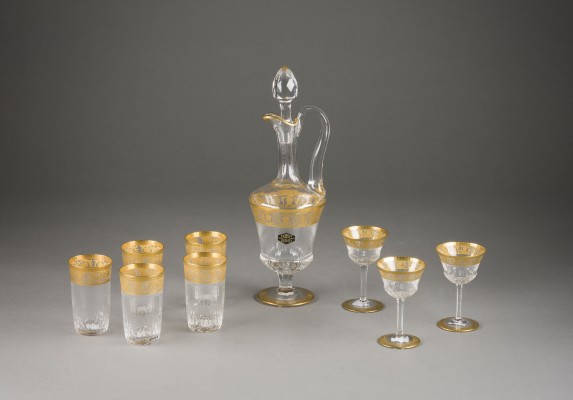 Picture WEINKARAFFE MIT STÖPSEL, DREI SÜDWEINGLÄSERN UND FÜNF WASSERGLÄSERN 'THISTLE GOLD'