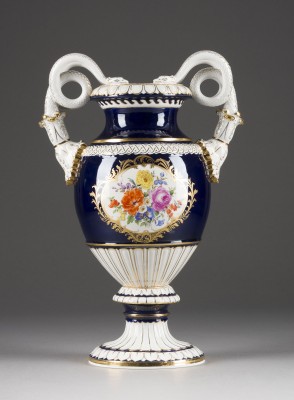 Picture SCHLANGENHENKELVASE MIT BLUMENMALEREI