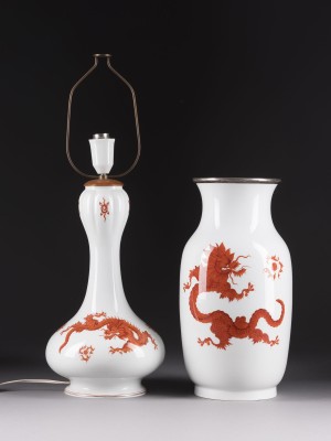 Picture VASE UND LAMPE 'ROTER MING-DRACHE'