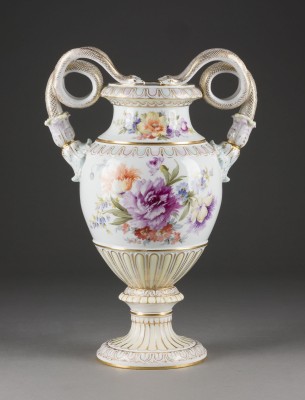 Picture SCHLANGENHENKELVASE 'BLUMENDEKOR'
