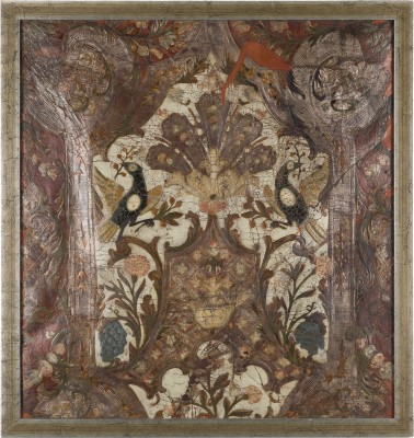 Picture FRAGMENT EINER BAROCKEN LEDERTAPETE MIT VOGELMOTIV