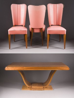 Auction 150<br>ART DECO SITZGRUPPE TISCH MIT SECHS STÜHLEN