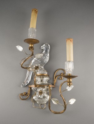 Auktion 150<br>PAAR WANDLAMPEN 'AUX PERROQUETS' IM MAISON-BAGUÈS-STIL