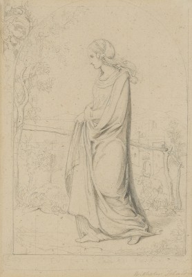 Auktion 150<br>SKIZZE EINER JUNGEN FRAU VOR EINER LANDSCHAFT MIT SCHLOSS