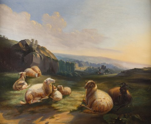 Auktion 150<br>HERDE VON SCHAFEN VOR DEM TAL