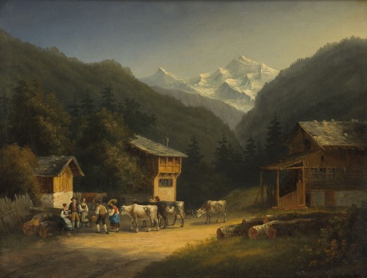Auktion 150<br>BERGLANDSCHAFT MIT LÄNDLICHEN HÄUSERN UND STAFFAGE