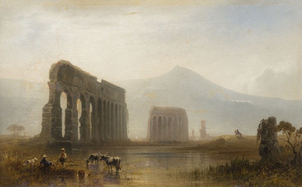 Auktion 150<br>CAMPAGNIALANDSCHAFT BEI ROM MIT DER AQUA CLAUDIA, 1881