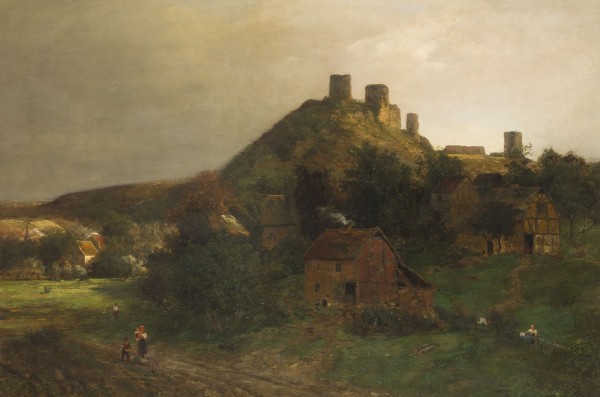 Auktion 150<br>GEWITTERLANDSCHAFT MIT GEHÖFT UND BURGRUINE, 1871