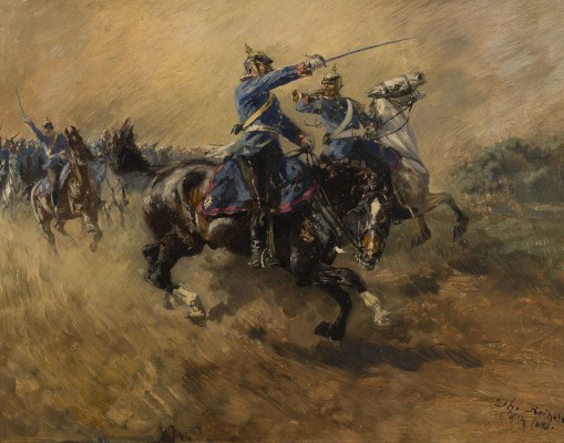 Auktion 150<br>KAVALLERIEANGRIFF. SZENE AUS DEM DEUTSCH-FRANZÖSISCHEN KRIEG 1870/71. 1893