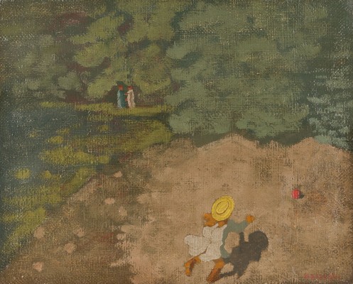 Auction 150<br>KIND BEIM BALLSPIEL IN EINER PARKLANDSCHAFT