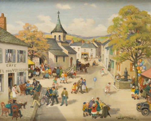 Auktion 150<br>ZWEI GEMÄLDE MIT DARSTELLUNG EINER SOMMERLICHEN BELEBTEN STRASSE