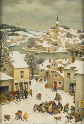 Auktion 150<br>BLICK AUF EINE KLEINSTADT AN EINEM WINTERTAG