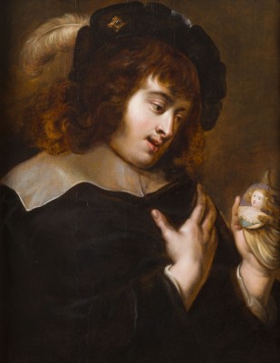Auction 150<br>BILDNIS EINES EDELMANNES, EIN PORTRAIT SEINER LIEBSTEN IN DER LINKEN HAND HALTEND