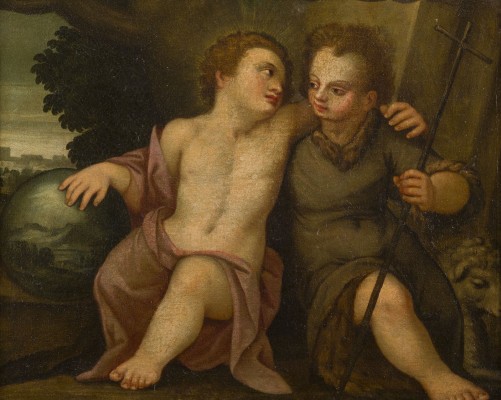 Auction 150<br>CHRISTUS UND JOHANNES DER TÄUFER MIT WELTKUGEL UND SCHAF