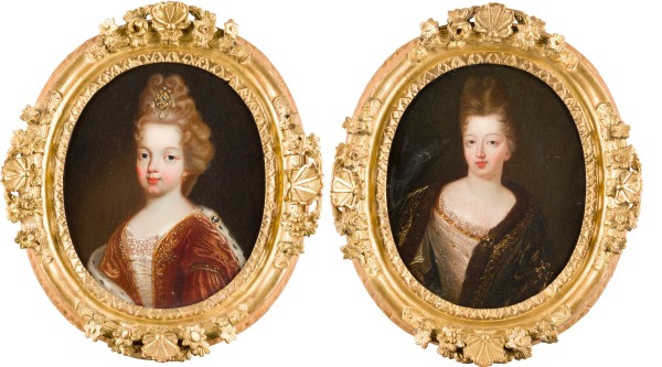 Auktion 150<br>PAAR PORTRAITS: PORTRAITPAAR DER PRINZESSINNEN FRANCOISE MARIE DE BOURBON UND MARIE ANNE DE BOURBON