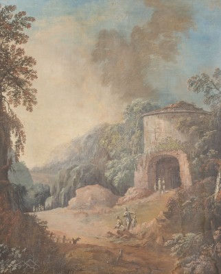 Auction 150<br>SÜDLICHE LANDSCHAFT MIT BURGANLAGE UND HIRTEN
