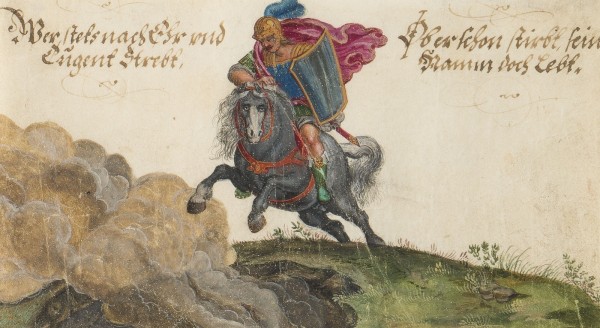 Auction 150<br>TUGENDBLATT MIT RITTER ZU PFERDE