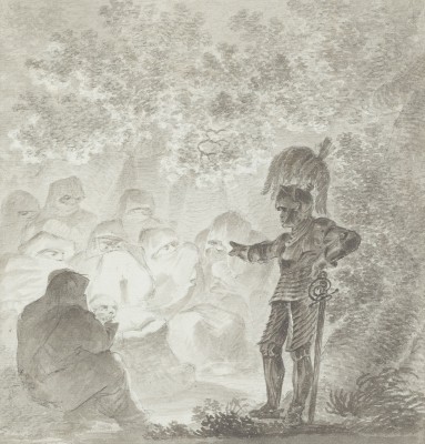 Auktion 150<br>RITTER VOR MASKIERTER VERSAMMLUNG (MÖGLICHERWEISE ILLUSTRATION ZU 'DON QUIJOTE')