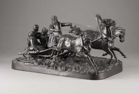 Auction 151<br>TROIKA IM WINTER MIT VIER BAUERN IM SCHLITTEN