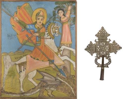 Auktion 151<br>KOPTISCHES PROZESSIONSKREUZ UND HEILIGER GEORG DER DRACHENTÖTER