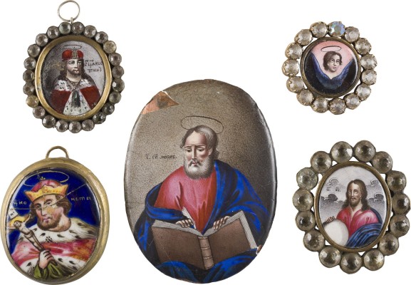 Picture FÜNF FINIFTI MIT CHRISTUS, DME WELTENHERRSCHER, DEM EVANGELISTEN MARKUS UND HEILIGEN