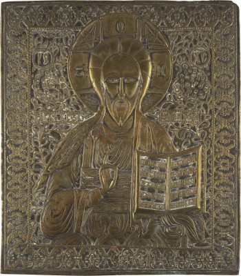 Bild GROSSE BRONZE-IKONE MIT CHRISTUS PANTOKRATOR