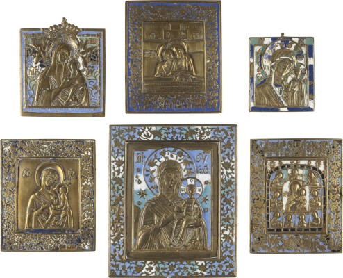 Picture SAMMLUNG VON SECHS BRONZE-IKONEN MIT DARSTELLUNGEN DER GOTTESMUTTER