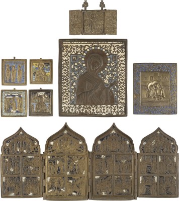 Picture SAMMLUNG VON ACHT BRONZE-IKONEN: FESTTAGE, AUSGEWÄHLTE HEILIGE SOWIE DARSTELLUNGEN DER GOTTESMUTTER