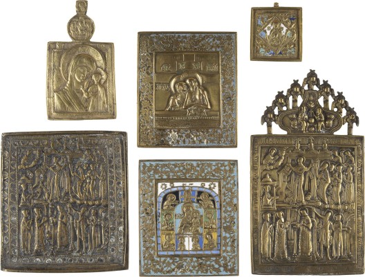 Picture SAMMLUNG VON SECHS BRONZE-IKONEN MIT DARSTELLUNGEN DER GOTTESMUTTER
