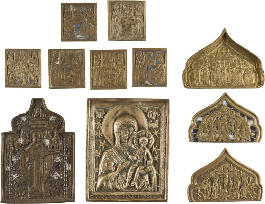 Bild SAMMLUNG VON ZEHN BRONZE-IKONEN: GOTTESMUTTER VON SMOLENSK (SMOLENSKAJA), FESTTAGE SOWIE AUSGEWÄHLTE HEILIGE