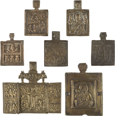 Bild SAMMLUNG VON SIEBEN BRONZE-IKONEN: DARSTELLUNGEN DER GOTTESMUTTER, FESTTAGE SOWIE HEILIGER NIKOLAUS VON MYRA