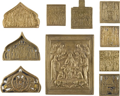 Picture SAMMLUNG VON ZEHN BRONZE-IKONEN: ERWEITERTE DEESIS, GOTTESMUTTER 'FREUDE ALLER LEIDENDEN', FESTTAGE SOWIE AUSGEWÄHLTE HEILIGE