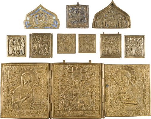 Picture SAMMLUNG VON ZEHN BRONZE-IKONEN: DEESIS, GOTTESMUTTER 'FREUDE ALLER LEIDENDEN', FESTTAGE SOWIE HEILIGE BORIS UND GLEB