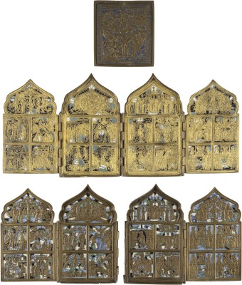 Bild SAMMLUNG VON DREI BRONZE-IKONEN MIT HOCHFESTEN DES ORTHODOXEN KIRCHENJAHRES