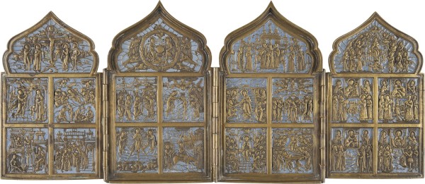 Picture BRONZE-TETRAPTYCHON MIT HOCHFESTEN DES ORTHODOXEN KIRCHENJAHRES