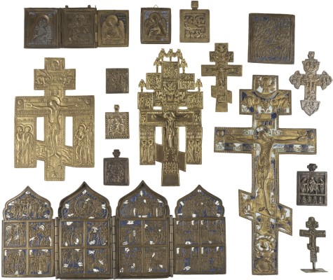 Picture SAMMLUNG VON 15 BRONZE-IKONEN: KRUZIFIXE, DEESIS, AUSGEWÄLTE HEILIGE SOWIE FESTTAGE