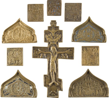 Picture SAMMLUNG VON ZEHN BRONZE-IKONEN: KRUZIFIX, FESTTAGE SOWIE AUSGEWÄHLTE HEILIGE