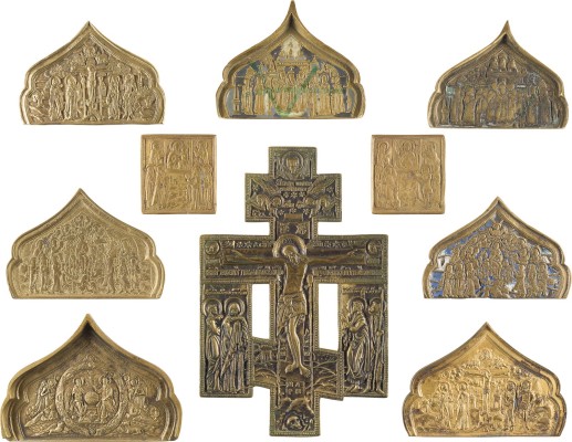 Picture SAMMLUNG VON ZEHN BRONZE-IKONEN: KRUZIFIX, FESTTAGE SOWIE AUSGEWÄHLTE HEILIGE